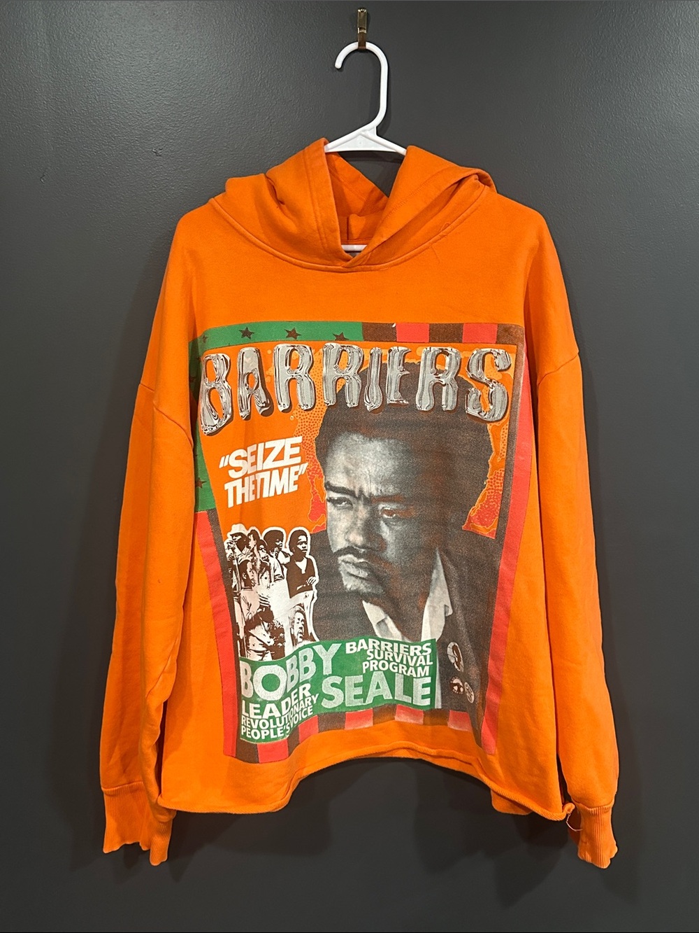Orange Graphic Crewneck Hoodie Sweater - Bobby Seale Design